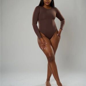 Elegant Brown Long Sleeve Bodysuit
